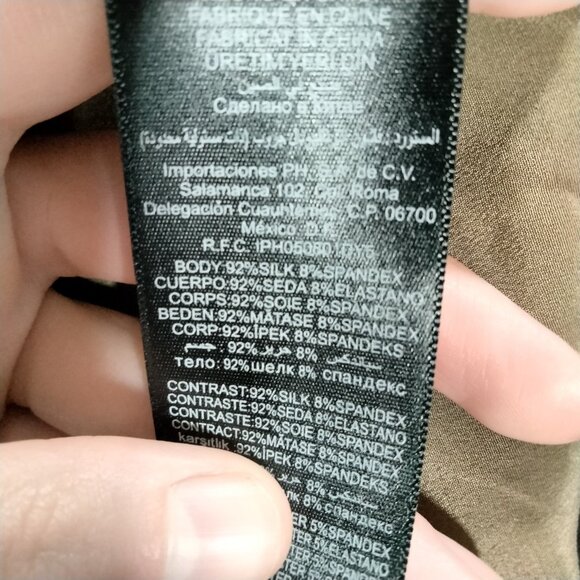 NWT Vtg Y2K Bebe Silk Embellished Top M Boho Indie Sleaze Olive Fairy Grunge - Picture 8 of 9